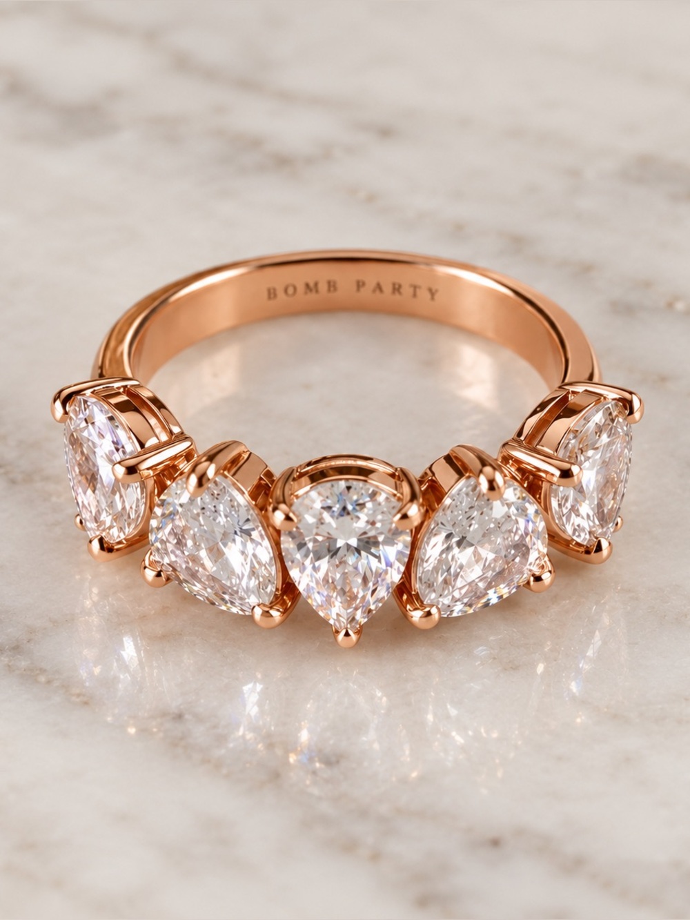 Bomb Party Rose Gold CZ Ring – Size 7